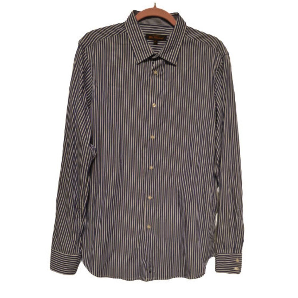 Mens Ben Sherman Pinstripe Blue & White Stripe Shirt Size: XL